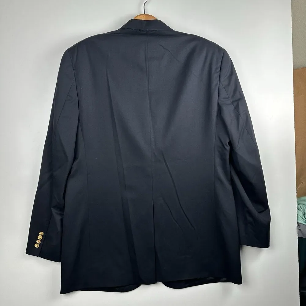 Brooks Brothers Mens Black 346 Fit‎ Wool Three Button Blazer Coat 44L